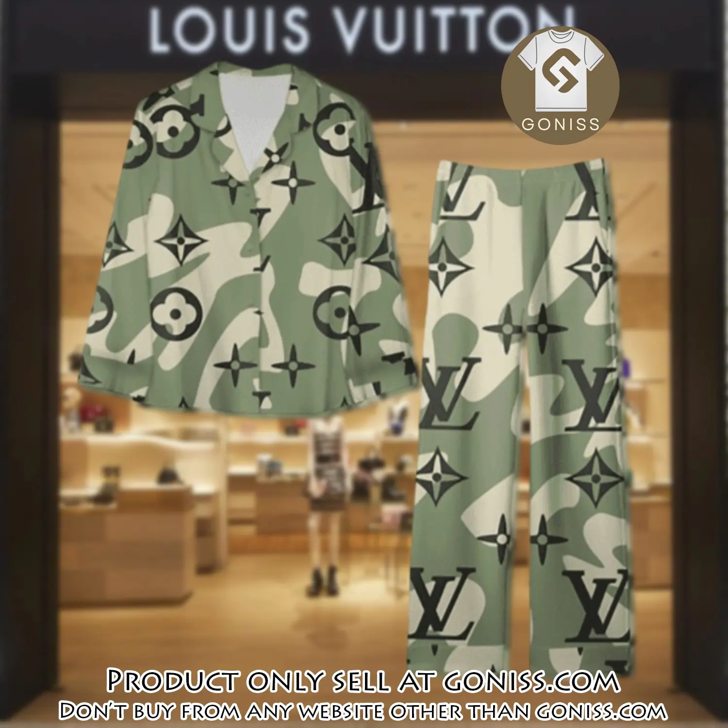 Trending luxury lv satin pajama set pjs1088 gn1208437